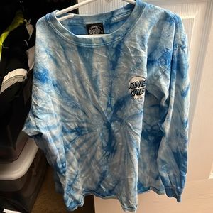 blue tie dye santa cruise shirt